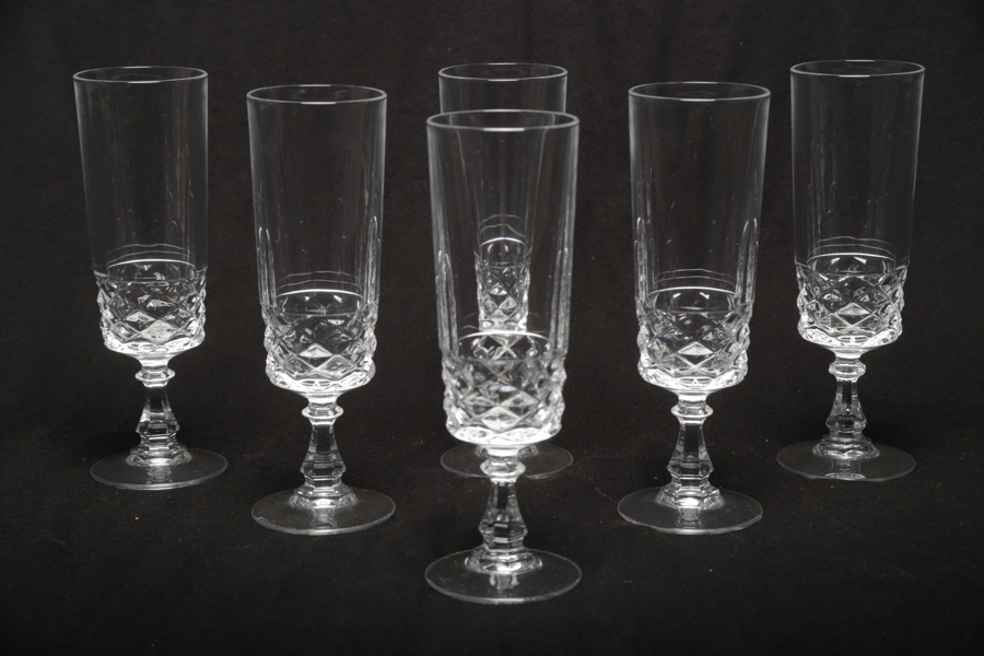 Champagneglas kristall, 6 stycken