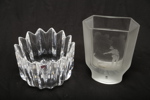 Jan Johansson Orrefors "Fleur" kristallskål + Pukeberg vas, signerad L. Kocovski