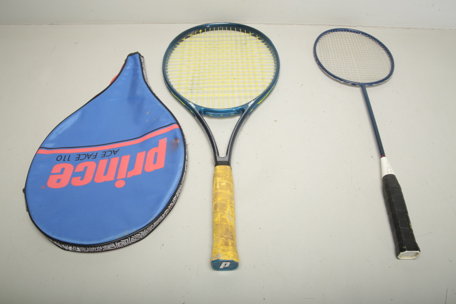 Tennisracket Prince Ace Face 110 + badmintonracket Carlton 4.3