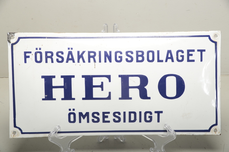 Emaljskylt, Försäkringsbolaget Hero ömsesidigt