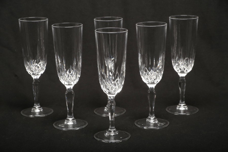 Champagneglas kristall, 6 stycken