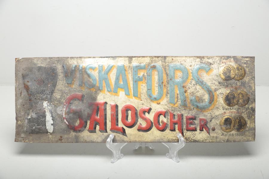 Plåtskylt "Viskafors galoscher" 1900-tal