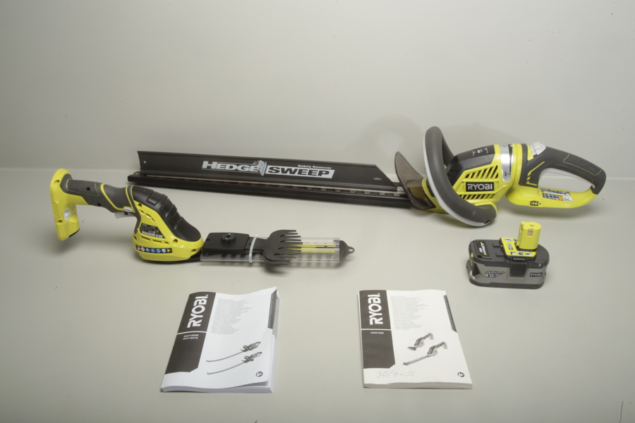 Häcksax Ryobi OHT1855R + Busk & grästrimmer Ryobi OGS1822