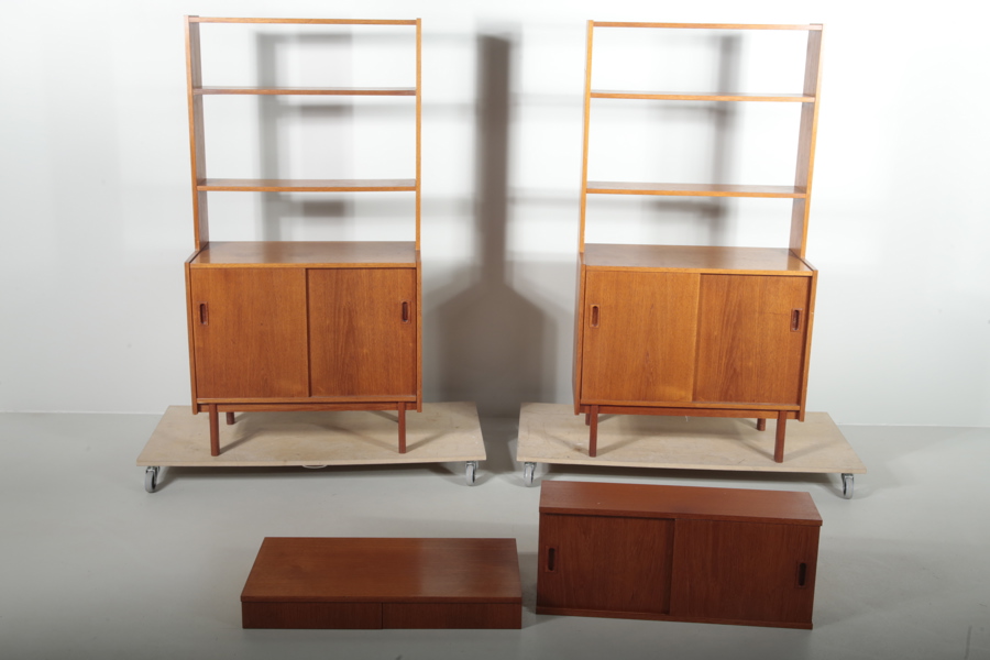 Bokhyllesektioner teak, 2 stycken, 1950-1960 tal