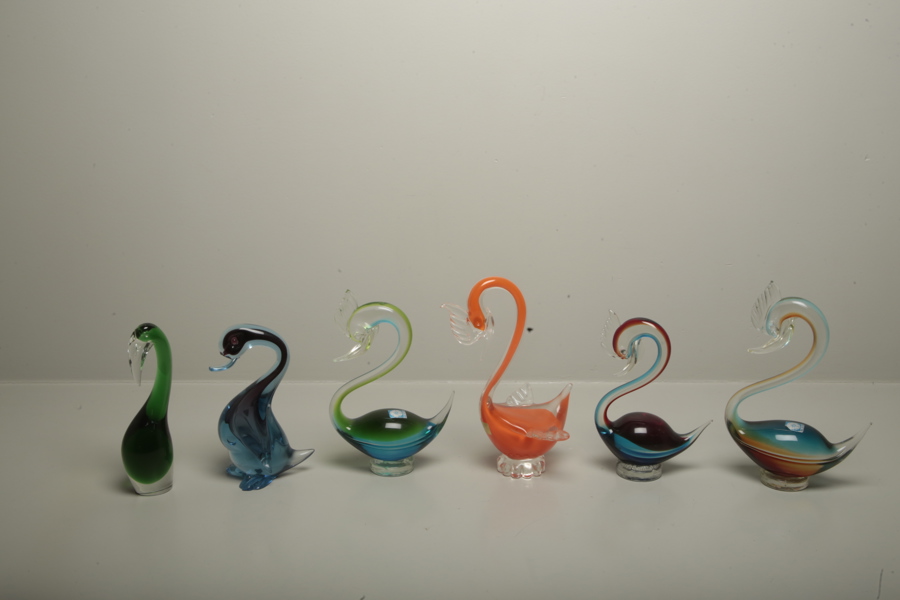 Murano konstglas "Fåglar" 6 stycken