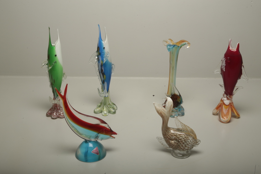 Murano konstglas "Fiskar" 6 stycken