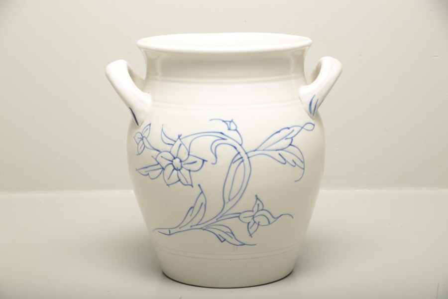 Rörstrand blåvit kruka, stenmassa