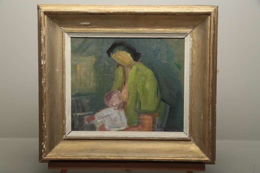 Ragnar Engström olja på pannå, signerad