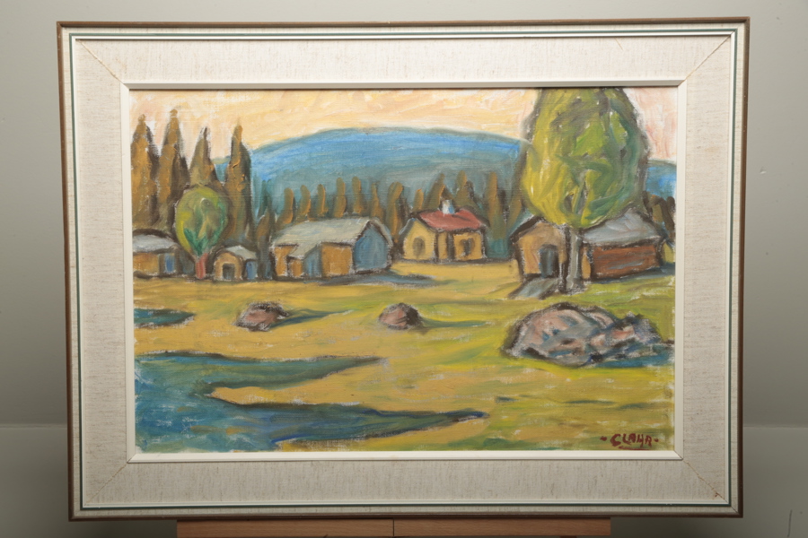 Emil Clahr olja på duk "Stafsbo fäbodar" signerad