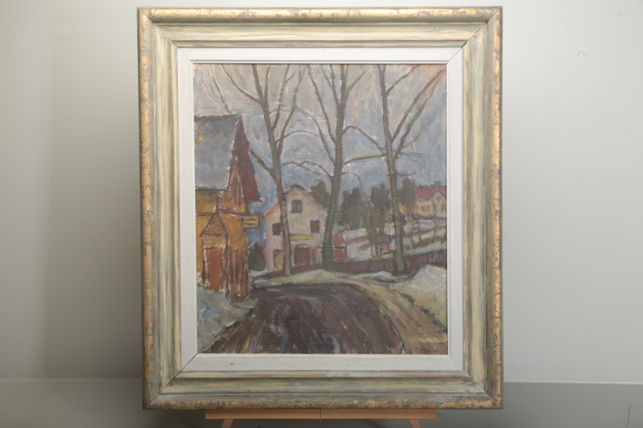 Emil Clahr olja på pannå, signerad -46