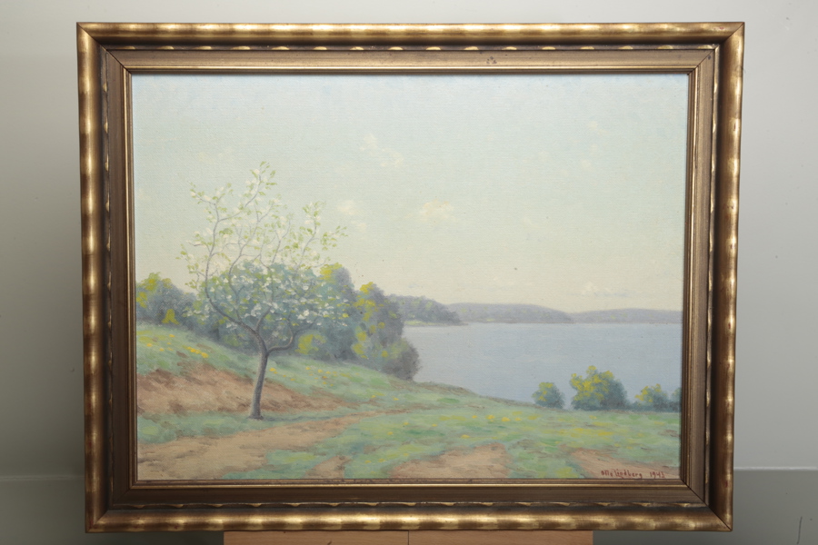 Otto Lindberg olja på pannå, signerad 1943