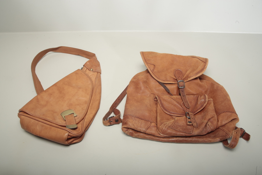 Ryggsäck + väska, skinn