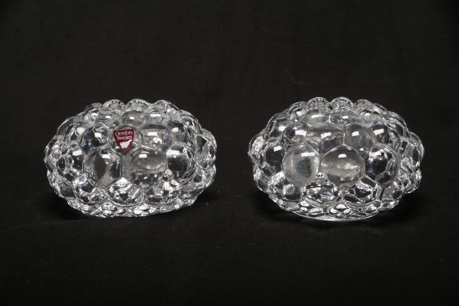 Orrefors "Hallon" ljuslyktor, 1 par