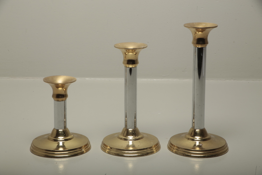 Ljusstakar mässing, 3 stycken