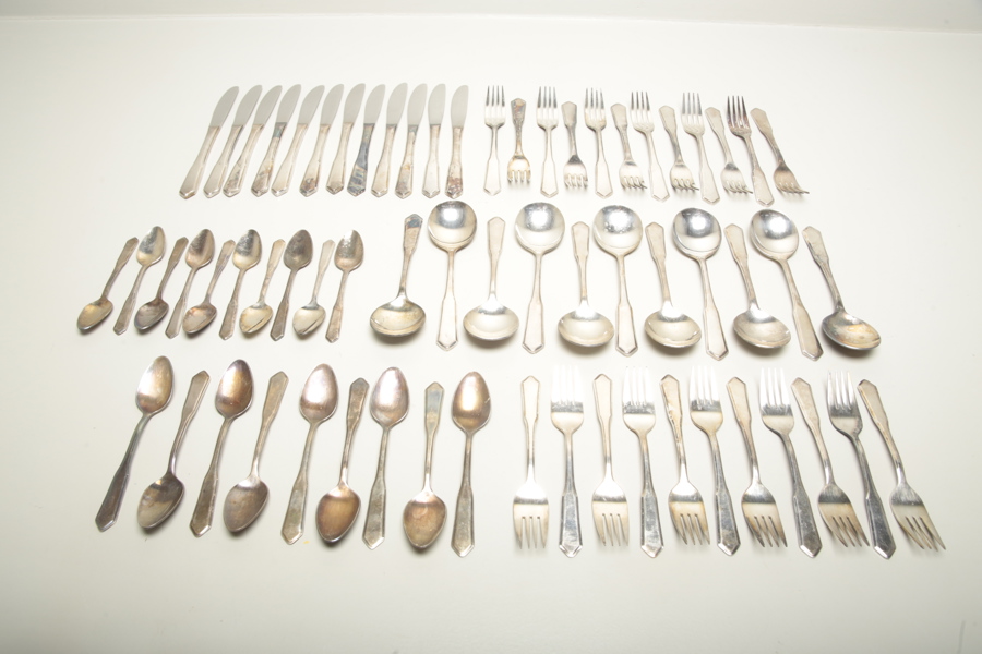 Bestick silverpläterade, 65 delar