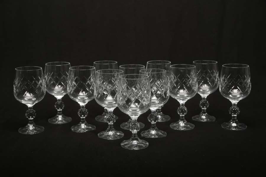 Fotglas kristall, 12 stycken
