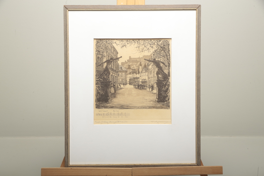 Herta Czoernig-Gobanz etsning "Wolfgang Amadeus Mozart" signerad