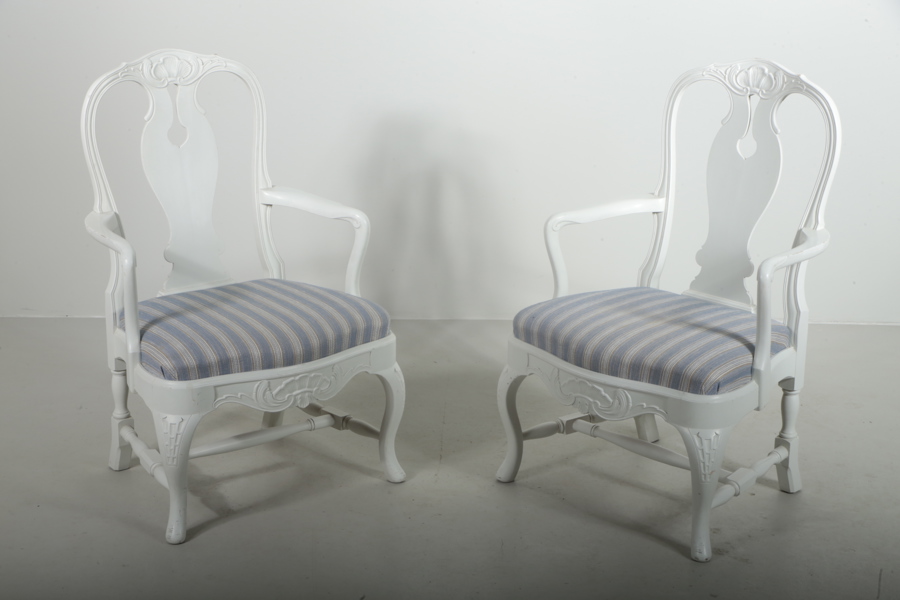 Karmstolar 1 par, rokoko-stil, 1800-1900 tal