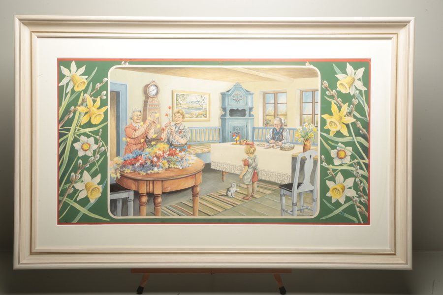 Erik Forsman (1916-1976) akvarell "Påskmotiv" signerad