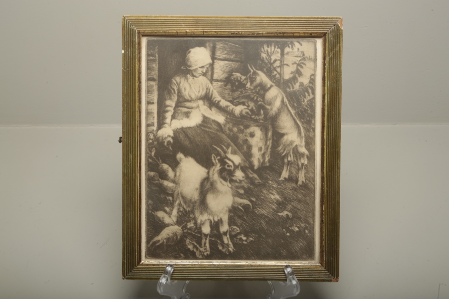 Ernst Kusel tryck "Rovorna Rensas" signerad