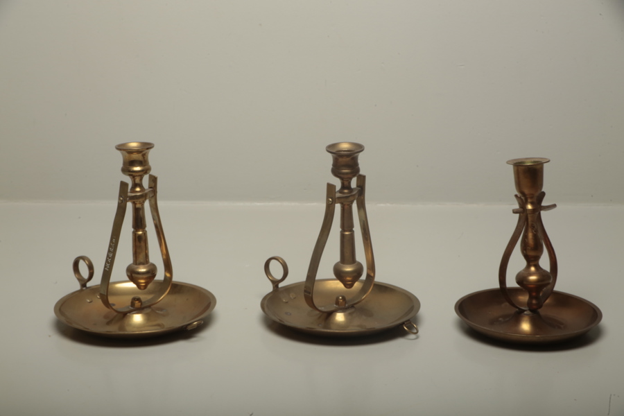 Skeppsljusstakar mässing, 3 stycken