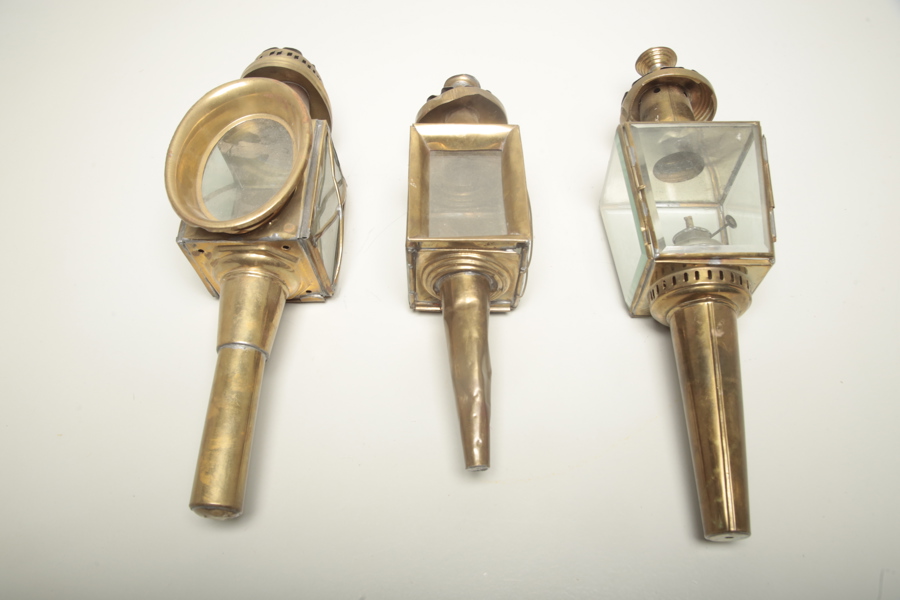 Vagnslyktor mässing, 3 stycken, 1800-1900 tal