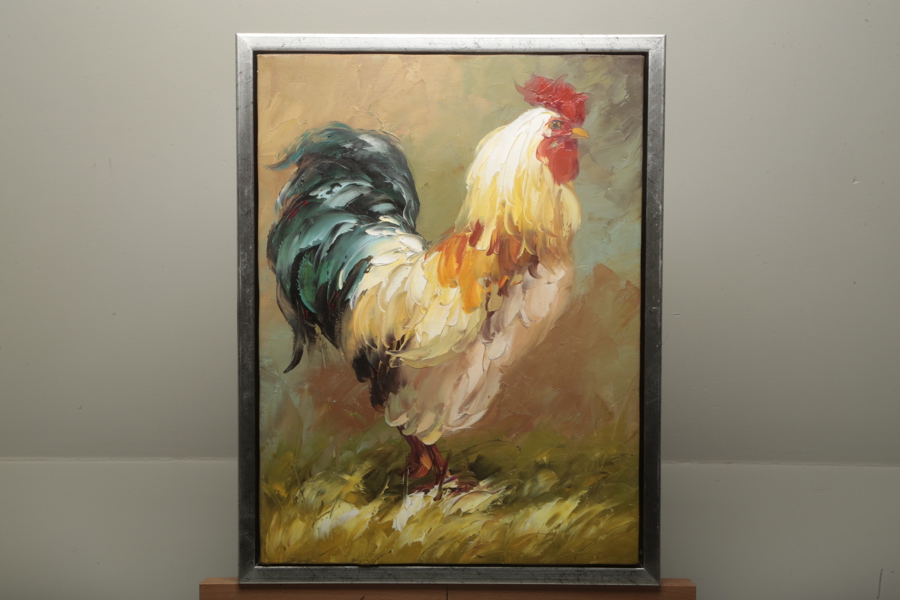 Olja på duk "Tupp" osignerad