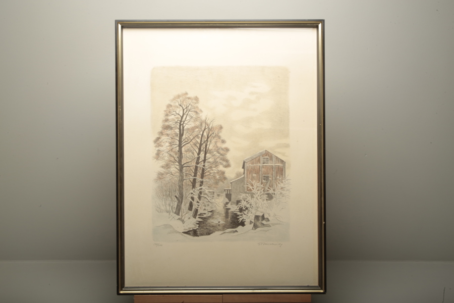 Gunnar Brusewitz färglitografi, signerad