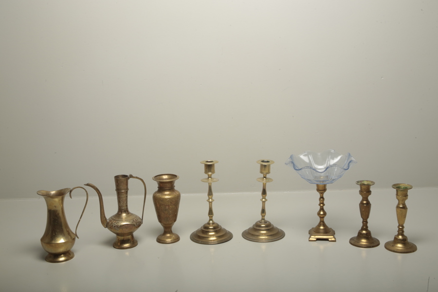 Diverse mässingföremål, 8 delar