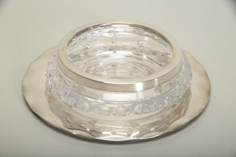 Silverfat m. Kristall skål 
