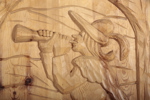 Johan Wiklund trärelief, signerad Enmyra 1981