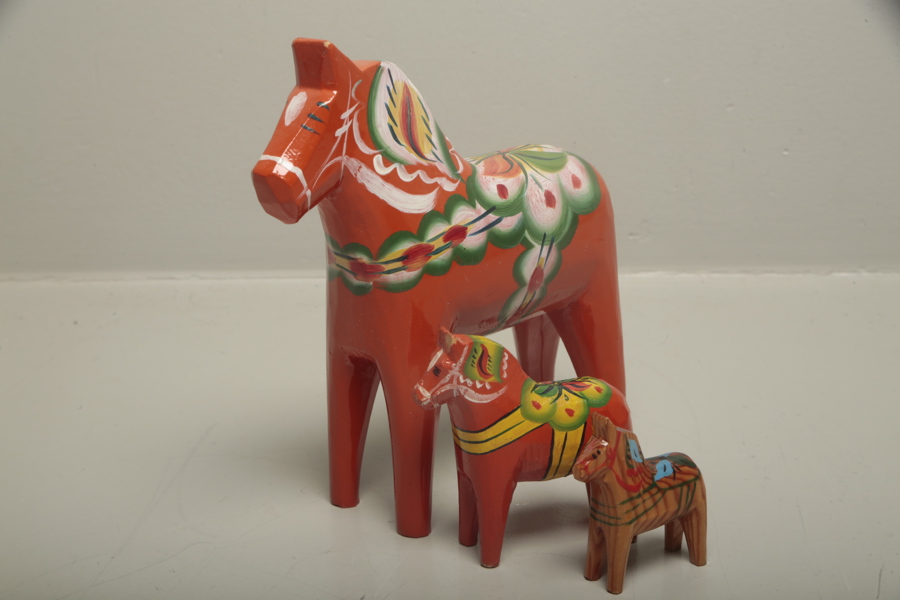 Dalahästar, 3 stycken, 1900-tal