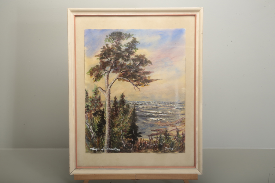 Hugo Lindmark, akvarell "Tallen" Sign. 1964
