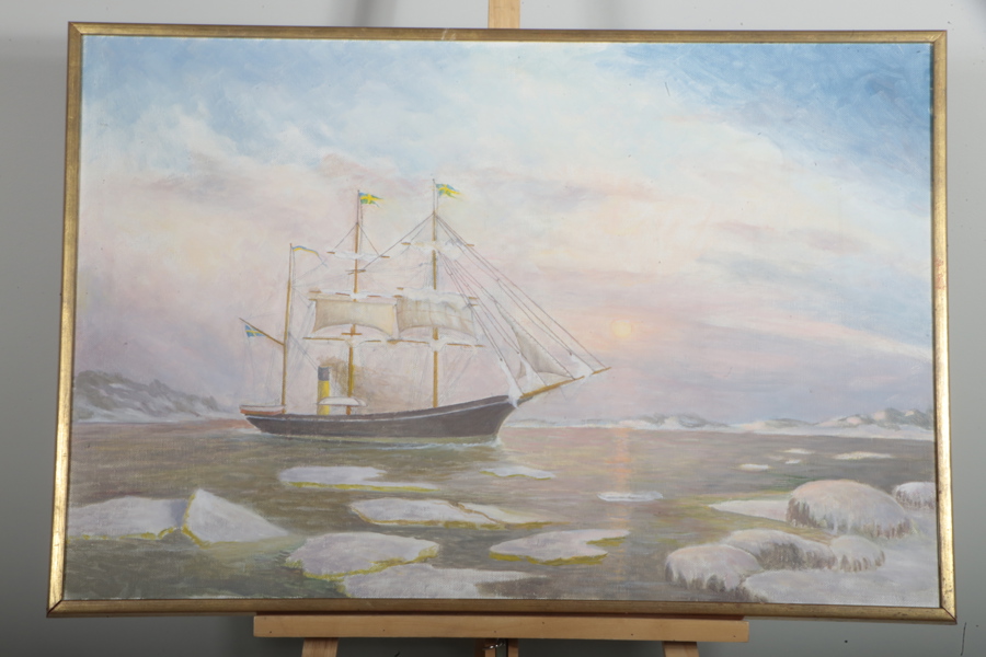 Olja på duk, "Segelbåt"