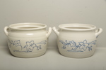Rörstrand, 2st 'Blåvit' krukor, stenmassa