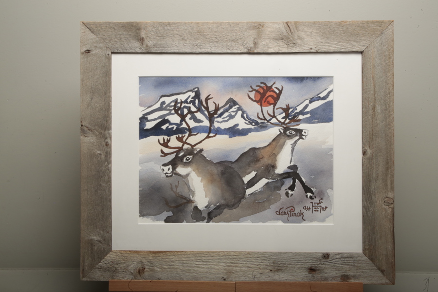 Lars Pirak, Akvarell signerad 