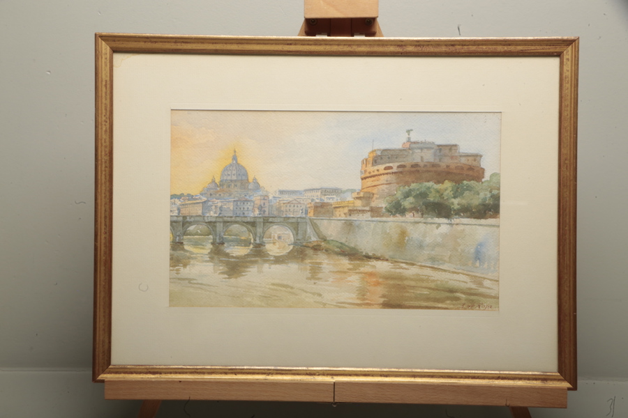 Akvarell, Okänd konstnär, Signerad A.Le Rosa