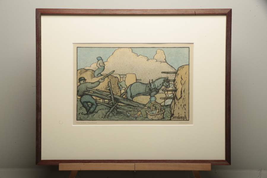 V.Jernbergh, Tryck efter originallitografi "Höbärgning"