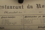 'Restaurant du Nord' Matsedel, 1900-talets första hälft