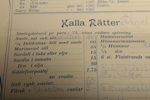 Operakällaren, lösa matsedlar 9st, 1900-talets första hälft