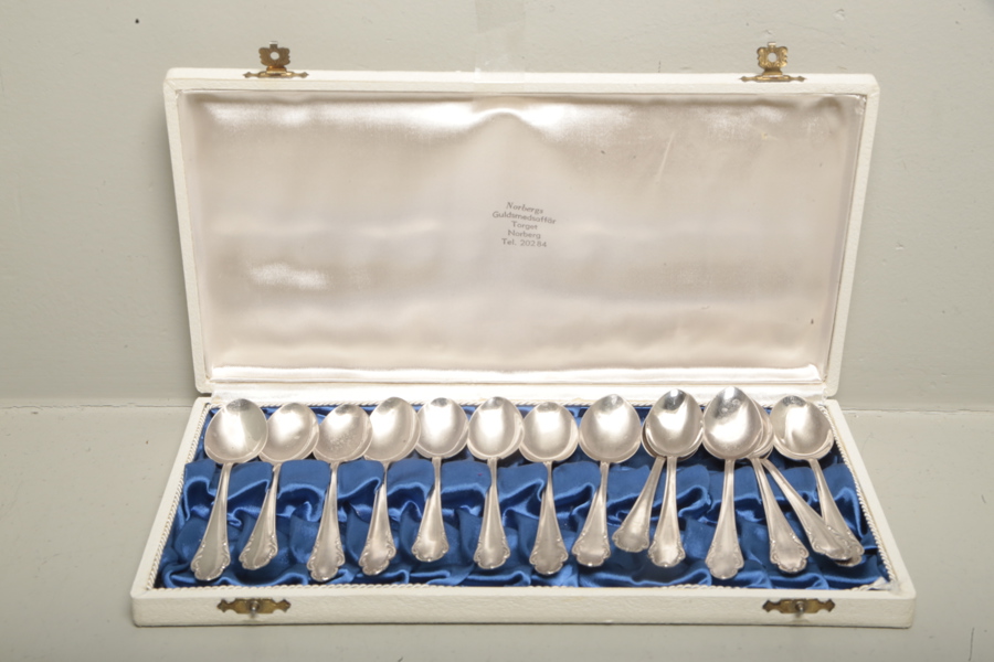 Kaffeskedar, 14st, Silver, Modell: 'Haga'