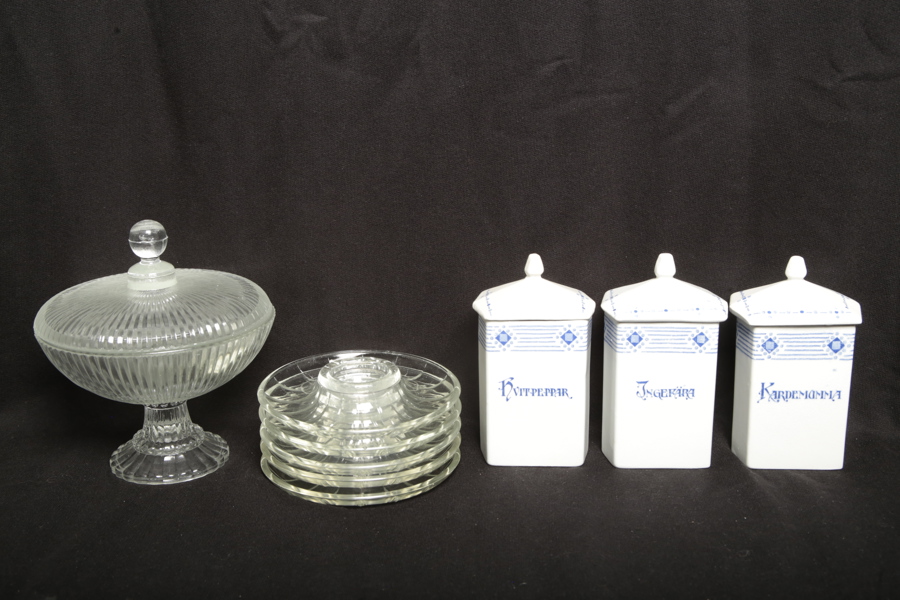 Pressglas, skål & Kryddburkar