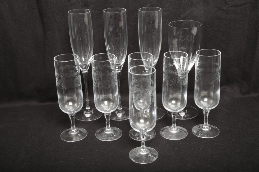 Orrefors glas 4st & 6st Vinglas med gravyr