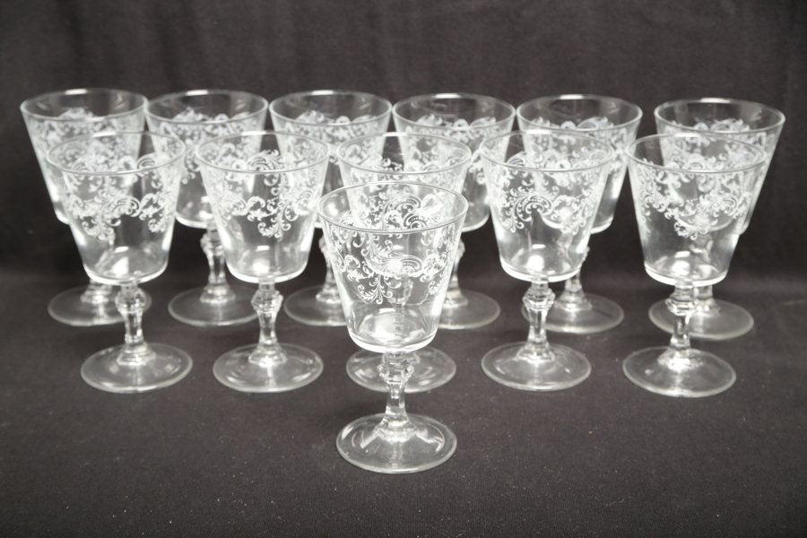 Vinglas slipad dekor, 12 stycken