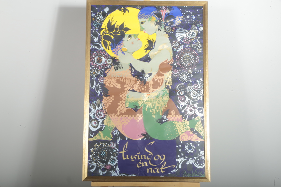 Björn Wiinblad (Danmark 1918-2006) litografisk affisch "Tusind og en nat" signerad