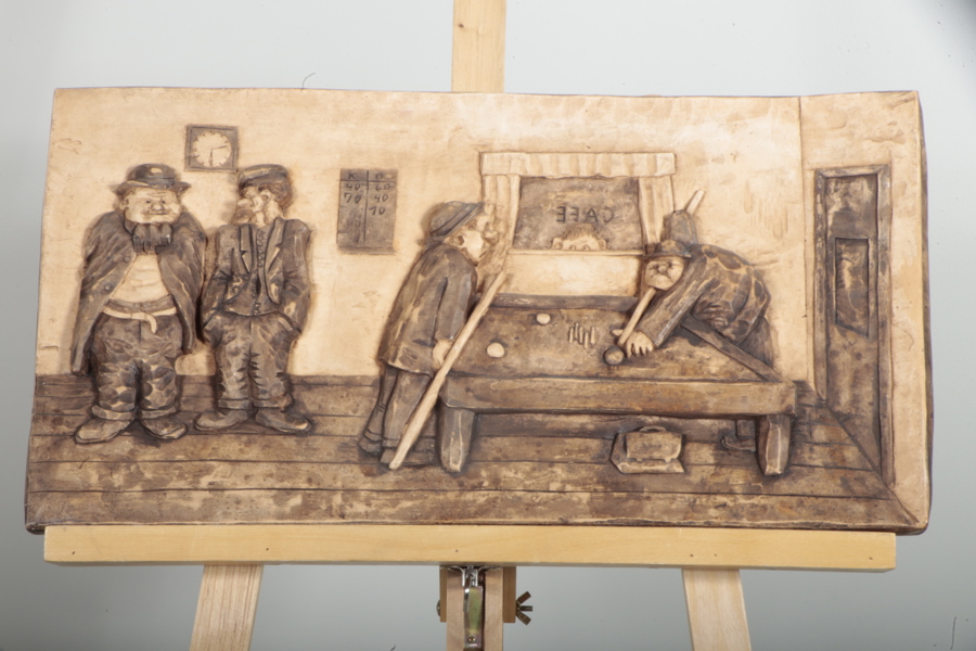 Väggrelief gips "Cafémiljö" 1900-tal