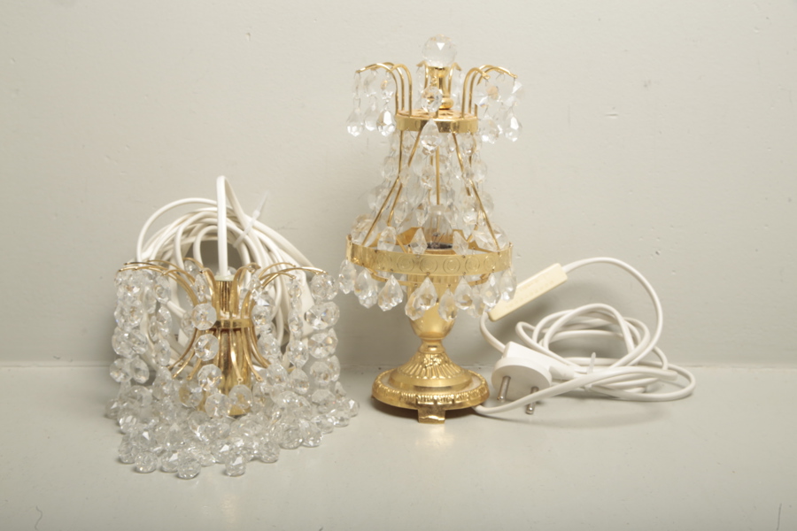 Fönsterlampa + bordslampa mässing, 1970-1980 tal