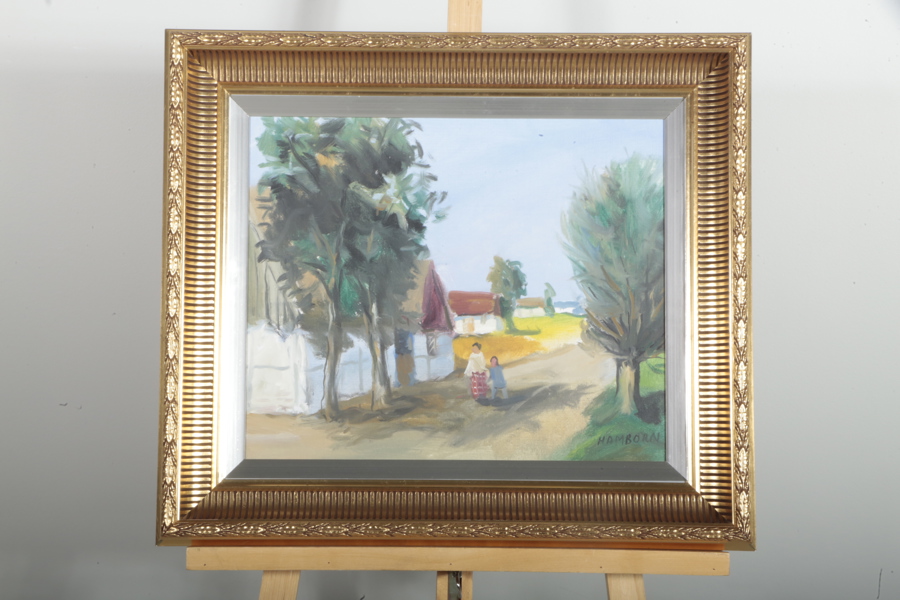 Hamborn olja på duk, signerad