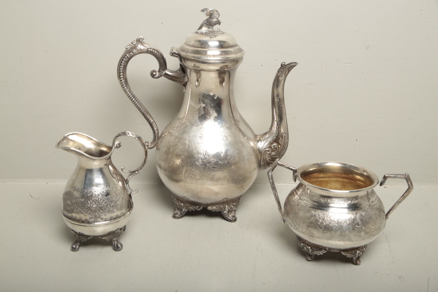 Serverings-set nysilver, 3 delar, 1900-tal
