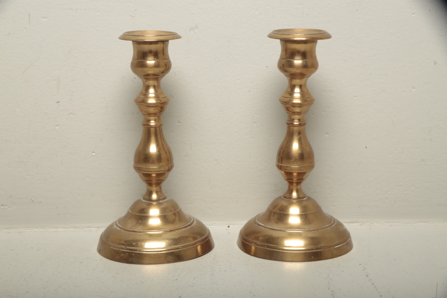 Mässingsljusstakar, 1-par 